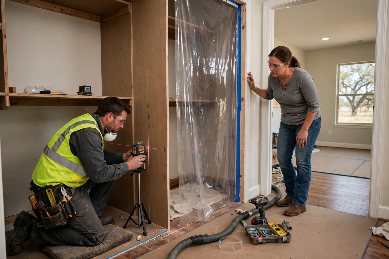 Melamine samples and closet measurements for a Seguin estimate